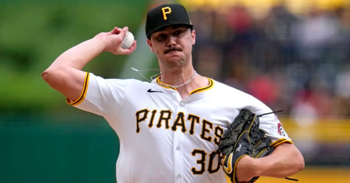 Paul Skenes a punto de hacer un lanzamiento con Pittsburgh Pirates